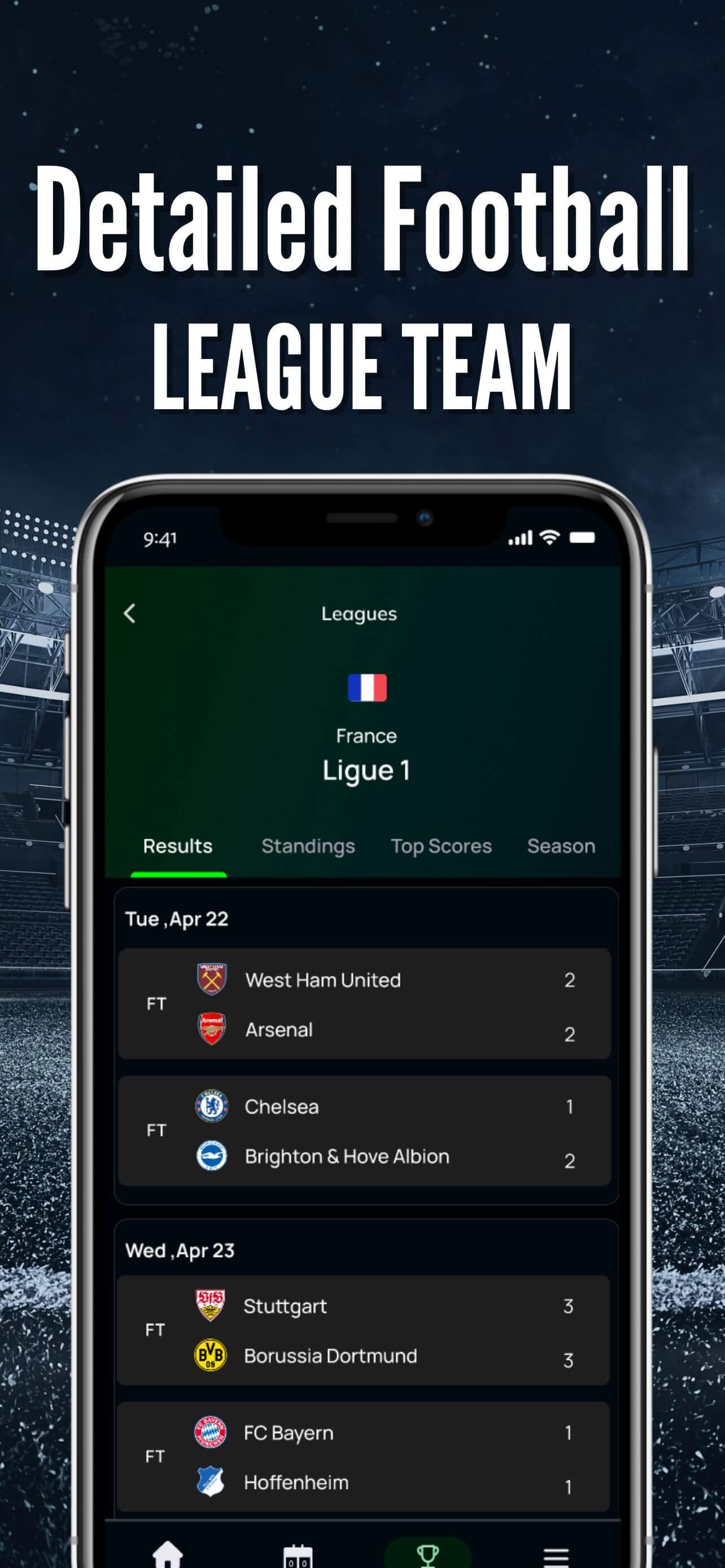 WWscores league table and standings